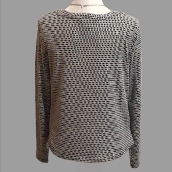 NWT A. Byer Tweed Knit Top with Silver-Tone Necklace, Off-White & Black, Size L - Picture 3 of 10